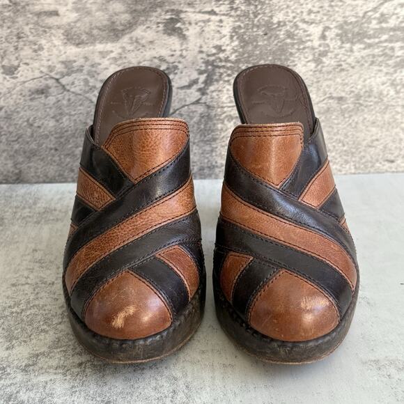 Frye Boots Goldie Mule Womens 6.5M Brown Leather Platform Heels Shoes Retro Y2K - Picture 2 of 9